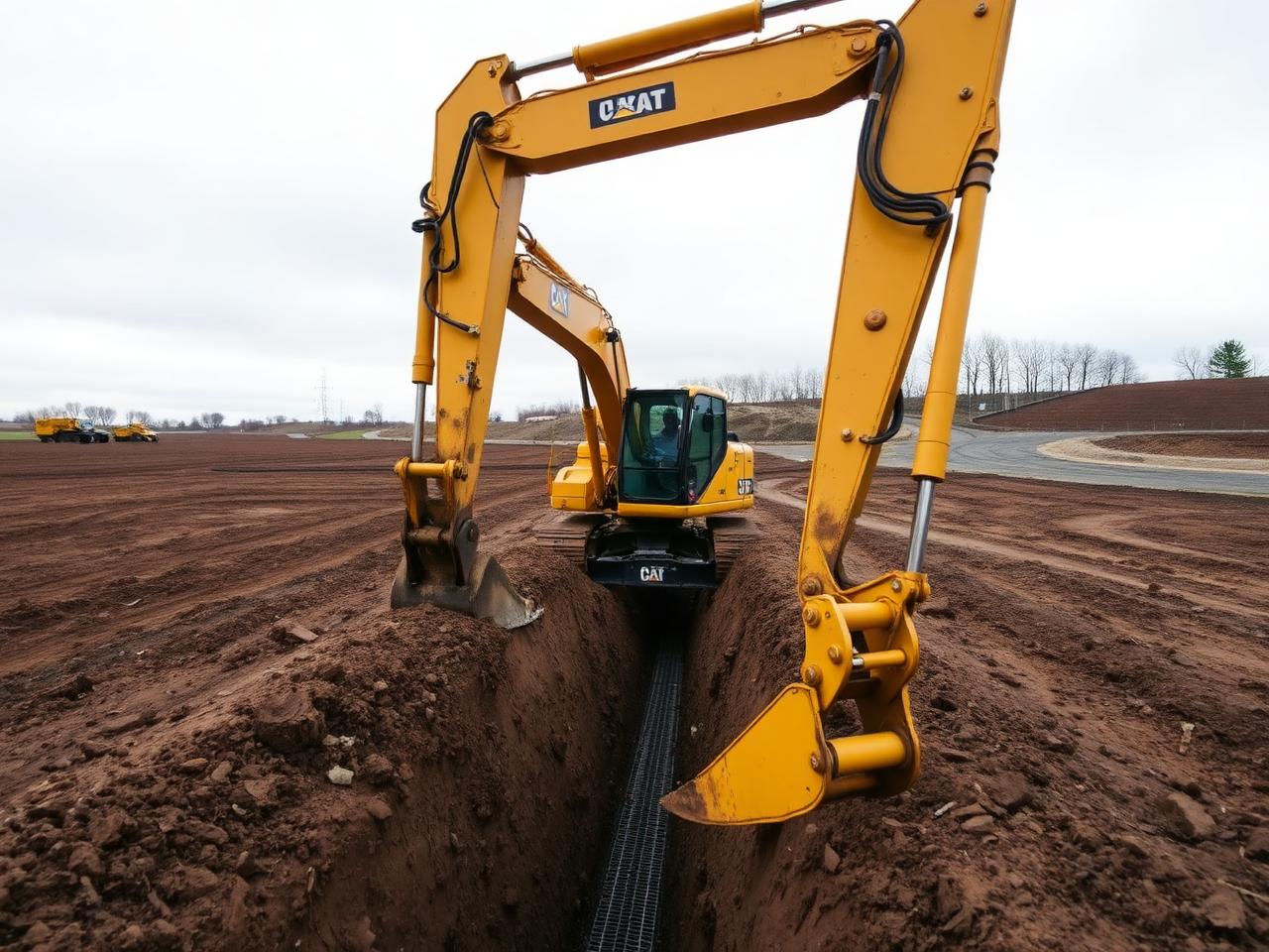Terreno em preparação com máquinas pesadas da MODELMAQ